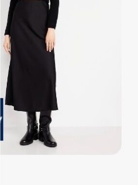 Black Satin Maxi Skirt NWT